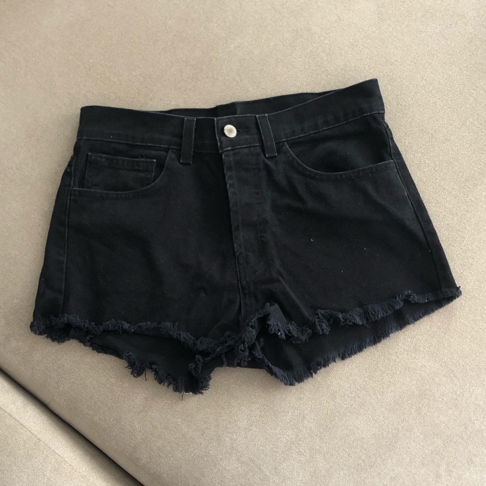 Black denim shorts